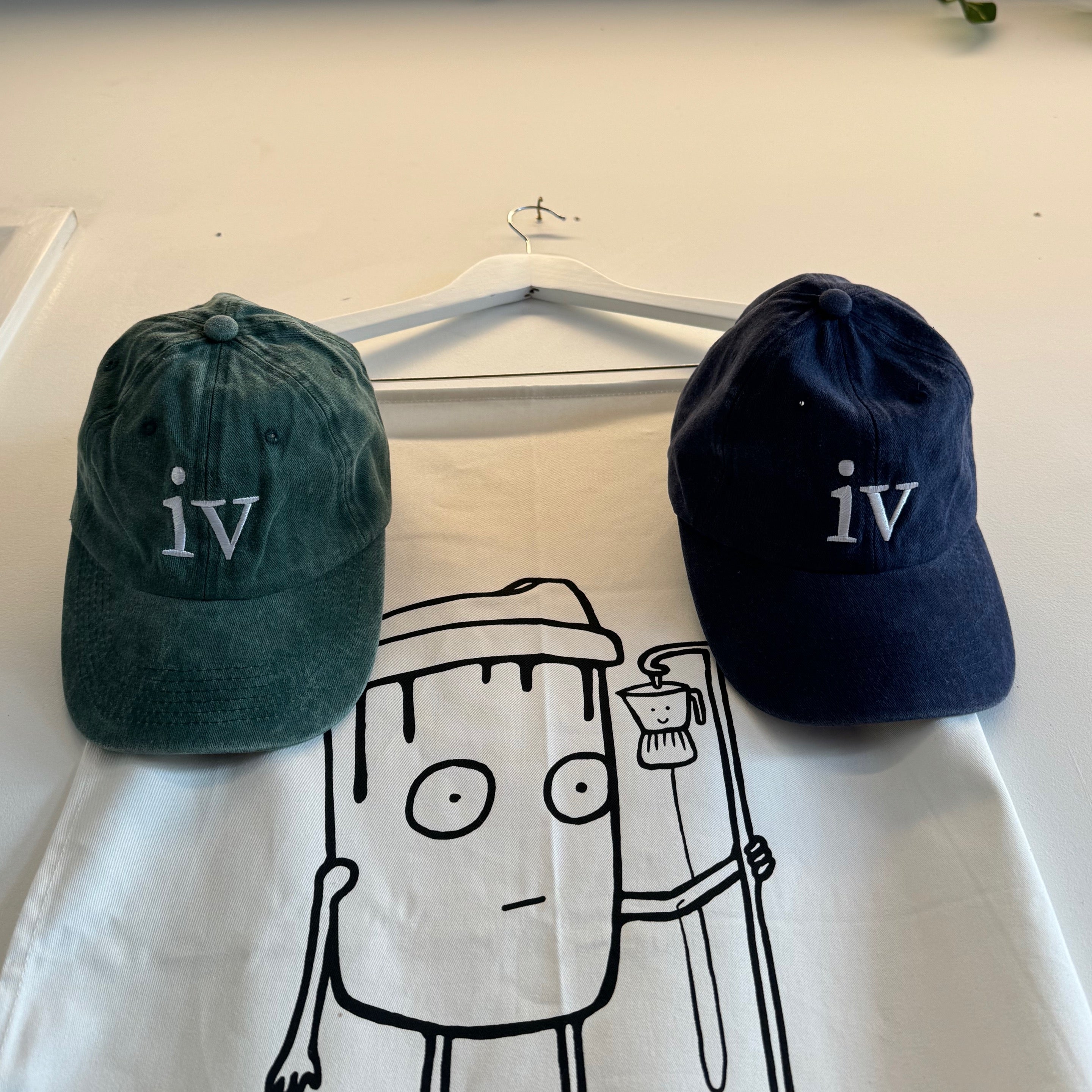 iv baseball cap, faded wash with iv embroidery